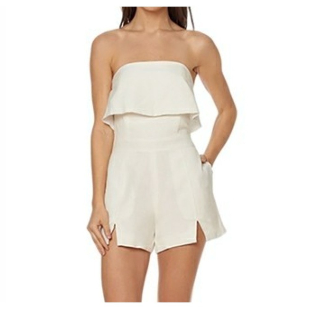 Dolce Vita‎ Women's Nelson Romper in Optic White sz L New Linen Blend Strapless